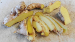 Ingwerknolle geschnitten