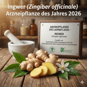 Symbolbild (KI-generiert): Ingwer ist Arzneipflanze 2026.
