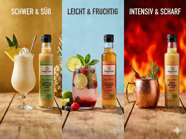 Mocktails mit empfohlenen Ingwersäften